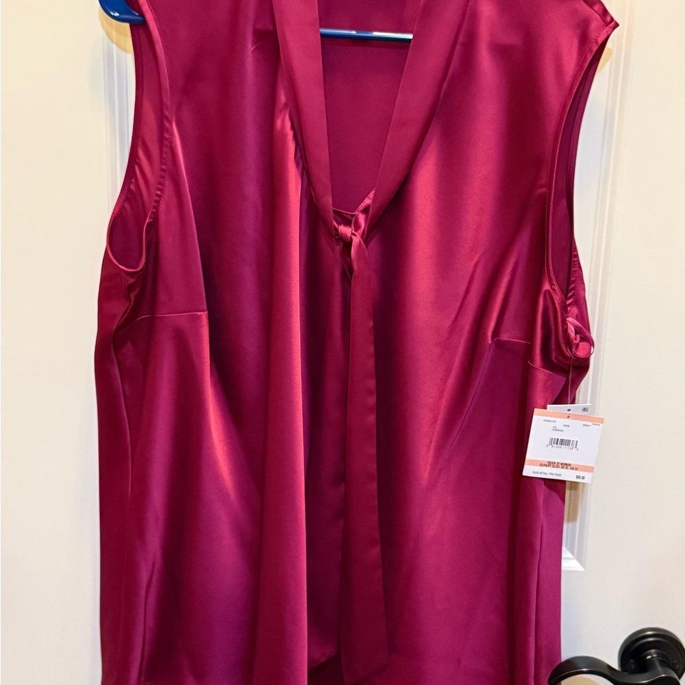 Satin Sleeveless Blouse in Deep Pink